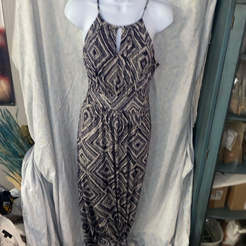 Loft Navy & White Mosaic Pattern Maxi Dress  Womens Large